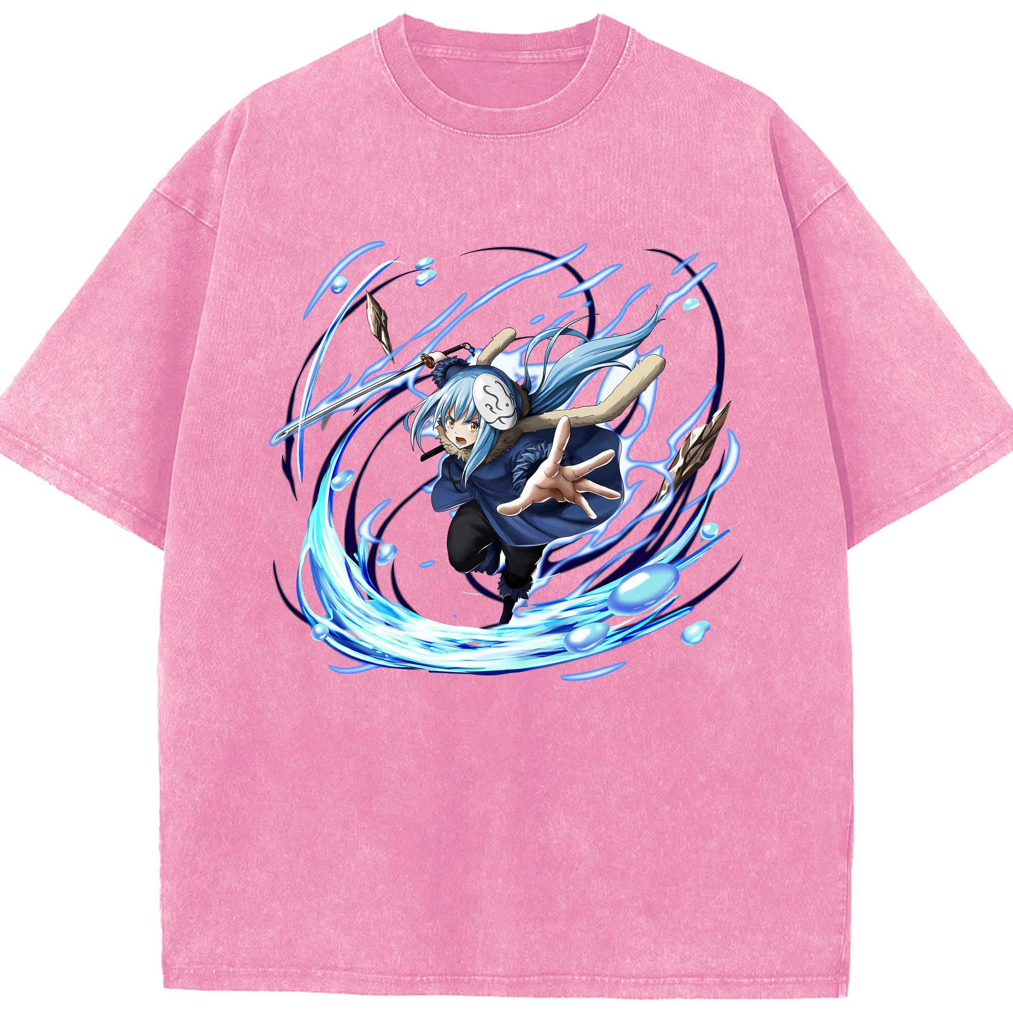 （画像用） 転スラ Regarding Reincarnated to Slime 綿100% ヴィンテージ風 半袖Tシャツ（フロントプリント）